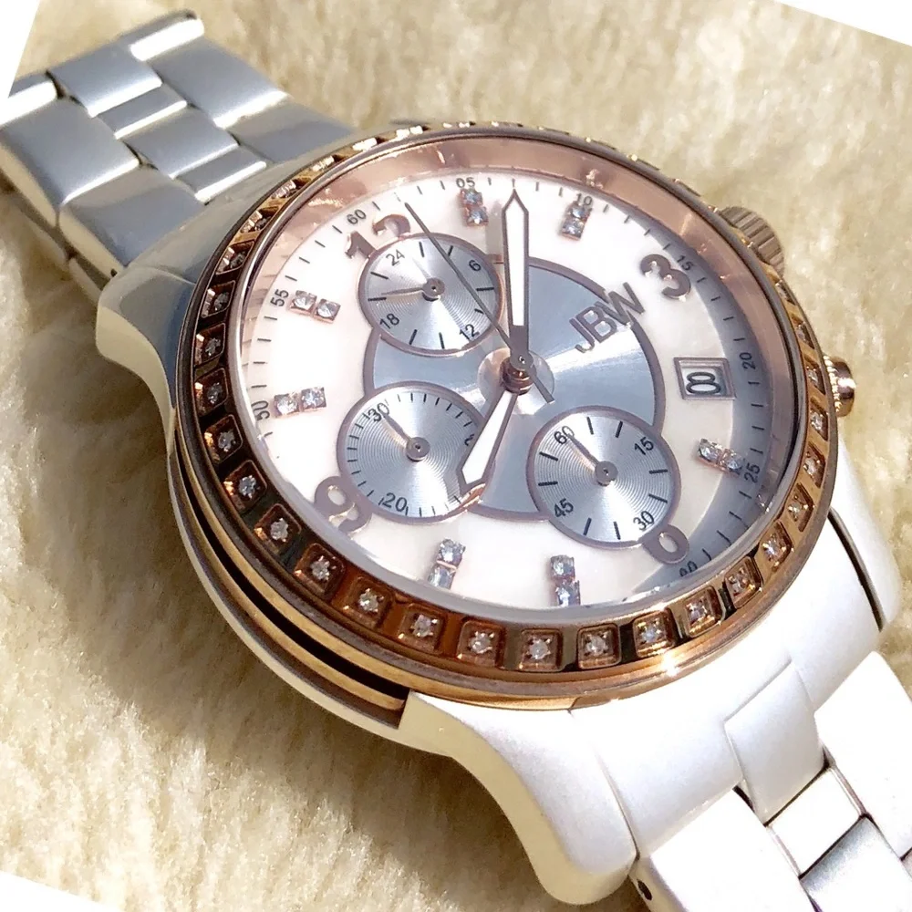 💎 JBW Diamond & Swarovski crystal 18k rosegold watch mother of pearl 723